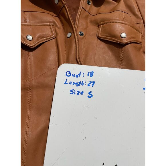 Fini C'est leather shirt perl sap mochamuse brown classic western casual women S - Picture 7 of 7
